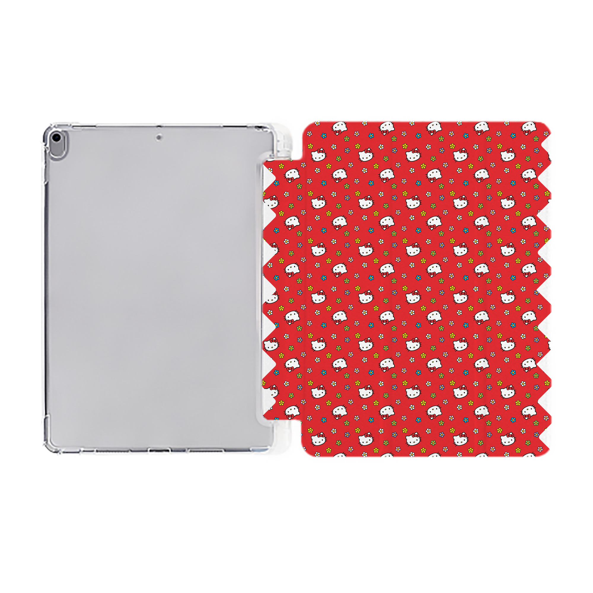 （画像用） Hello Kitty ハローキティ IPad ケース ペン収納付き 三つ折りスタンド PUレザー×シリコン 対応機種9.5/10.5/10.9インチ